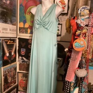Vintage 50s-60s MintGreen/Aqua Sleeveless Formal Dress